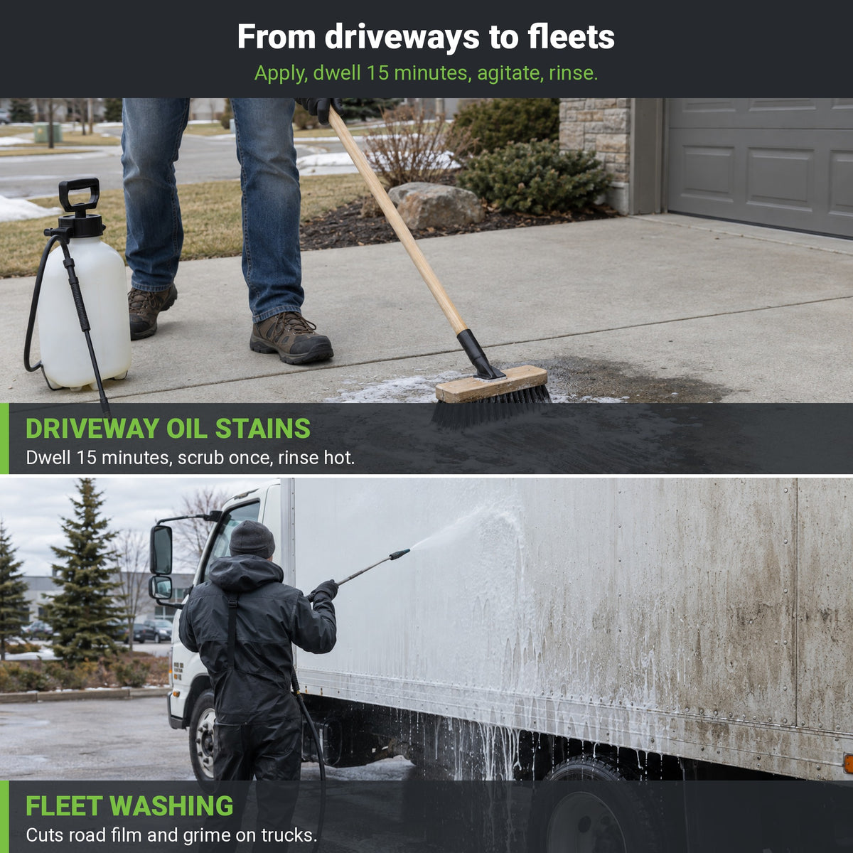 GreaseGone MAX All-Purpose Cleaner & Degreaser Concentrate: how it is applied, by homeowners and professionals